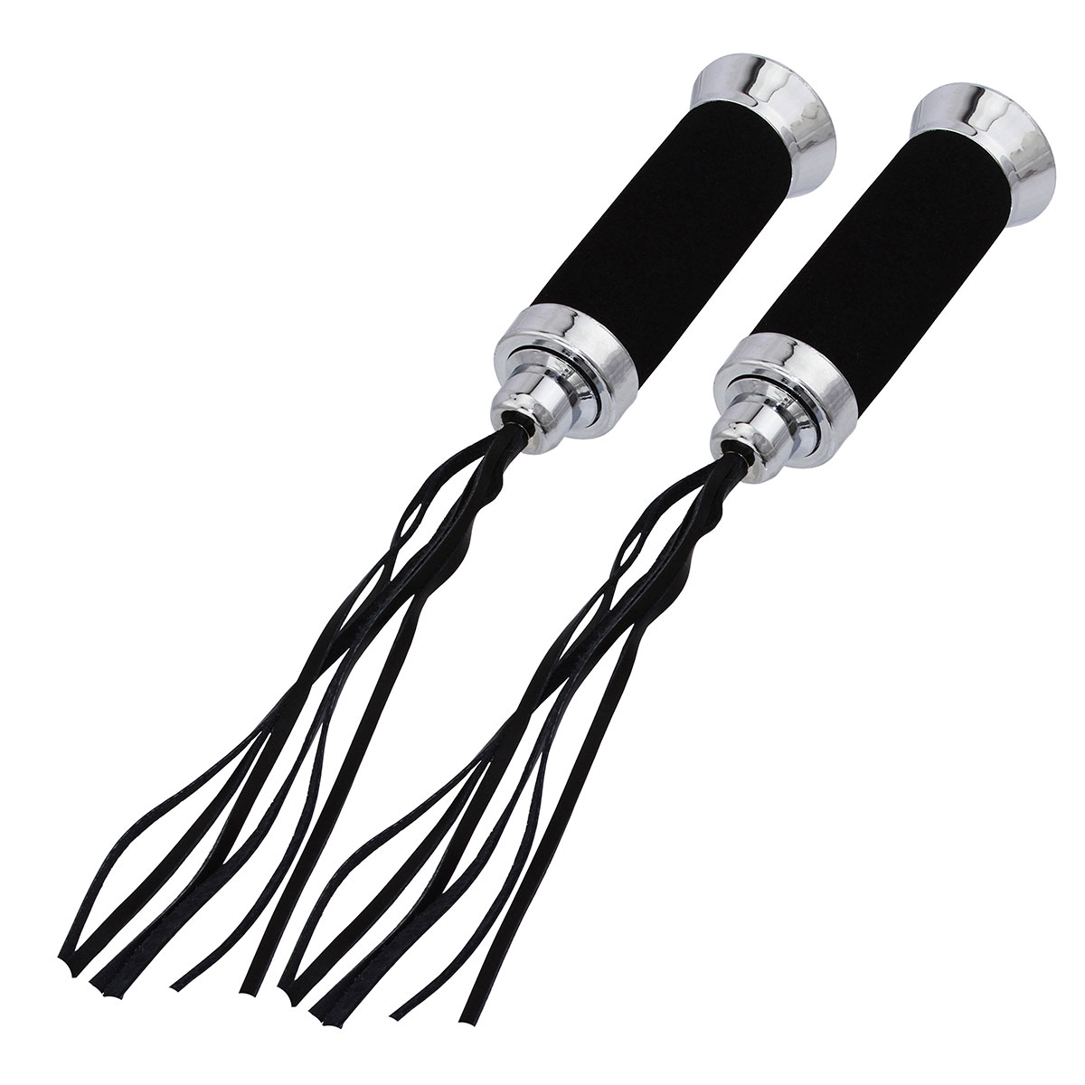Grips 7/8 long 135mm Foam W/Streamers Black/Chrome.
